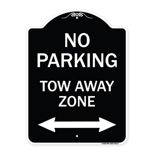 Signmission No Parking Tow Away Zone W/ Bidirectional Arrow Heavy-Gauge Aluminum Sign, 24" x 18", BW-1824-23611 A-DES-BW-1824-23611 - main